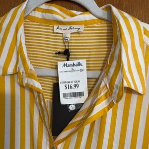 Jane and Delancey Yellow and White strip blouse size L